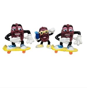 Vintage Calras 80s‎ California Raisins Skateboard PVC Figurines Lot of 3 S1